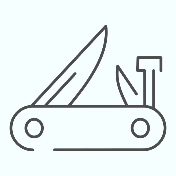 军刀细线图标。多功能口袋刀矢量插图孤立在白色。瑞士刀轮廓风格设计，专为网页和应用程序设计。Eps 10。图片下载