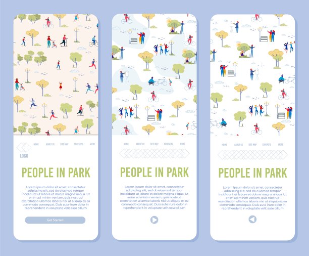 户外休息在线应用程序屏幕矢量模板图片下载