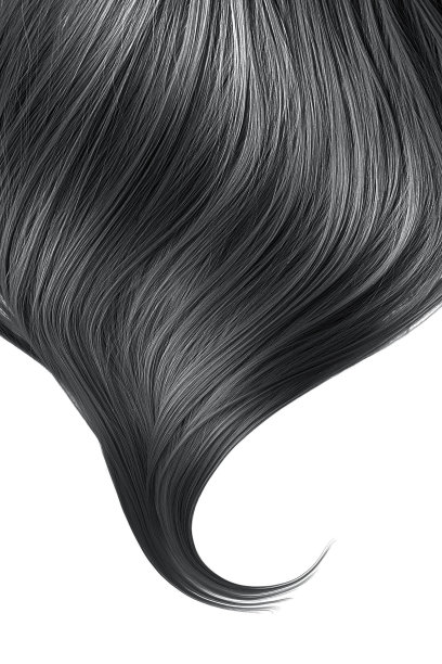 黑色波浪的头发在白色的背景，孤立图片下载