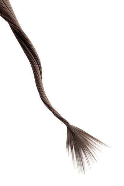 棕色扭曲的头发在白色的背景，孤立。看起来像动物尾巴图片下载