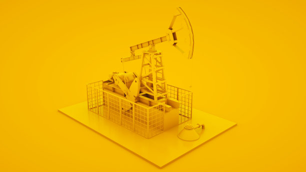 黄色背景上的油泵千斤顶。最小的理念概念，3d插图图片下载