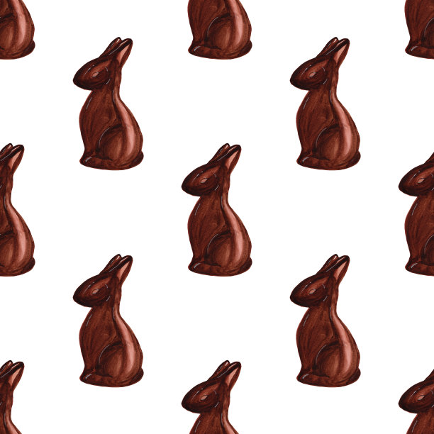 无缝图案与水彩复活节巧克力兔子。复活节的背景。适用于包装纸、网织背景、织物印刷图片下载