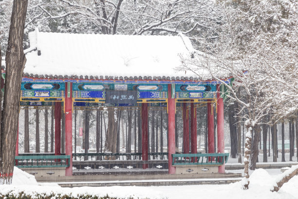 雪中的亭子图片下载