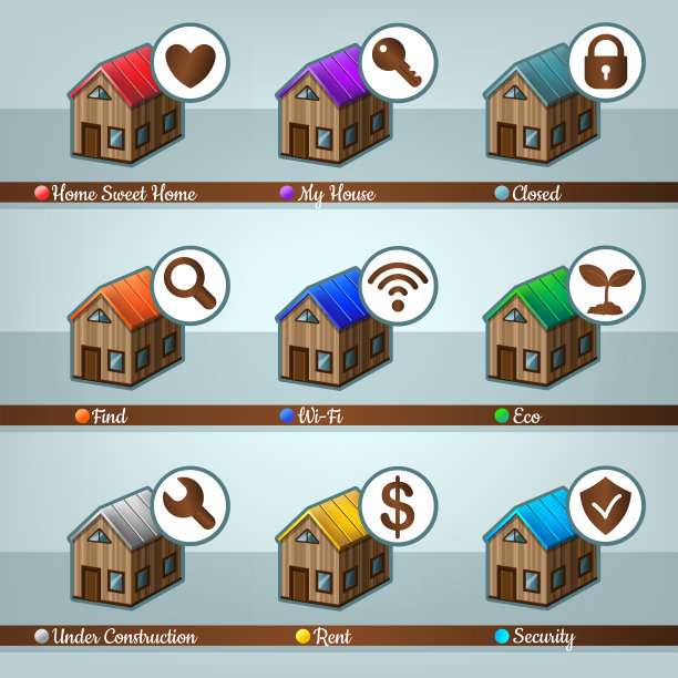 房子的图标集。矢量插图。图片下载