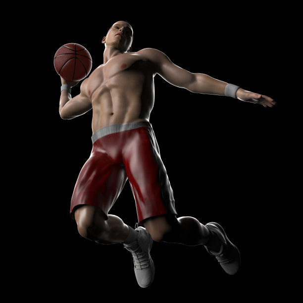 底部视图单手篮球扣篮3d渲染图片下载