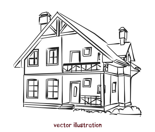 设计的单个住宅的矢量草图图片下载