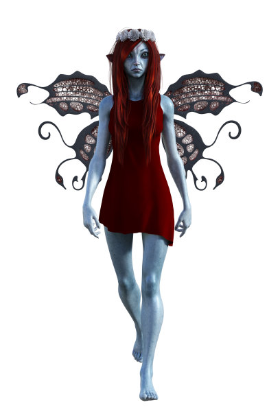 冬仙子在裙与翅膀孤立在白色，3d渲染。图片下载