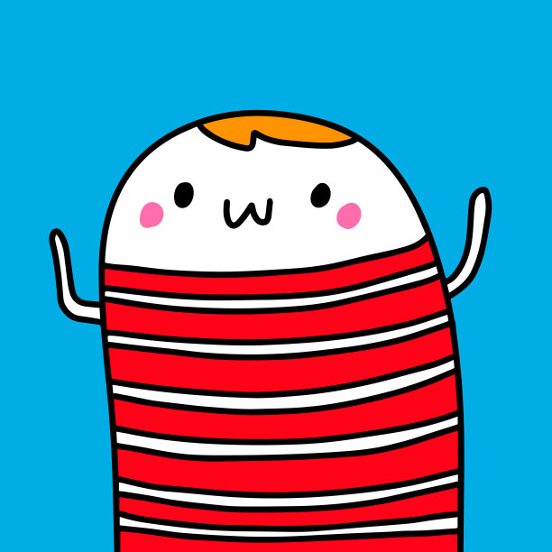 开朗快乐的红白条纹衬衫手绘矢量插图男子与橙色头发标志图片下载