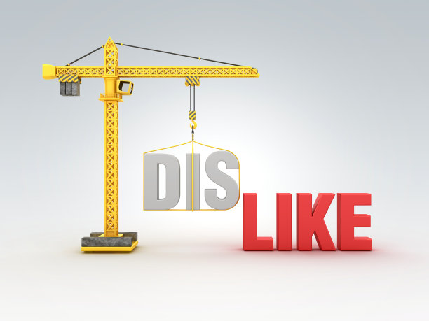 塔吊与DISLIKE/LIKE Word - 3D渲染图片下载