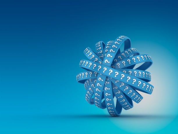 圆形带问号符号- 3D渲染图片下载