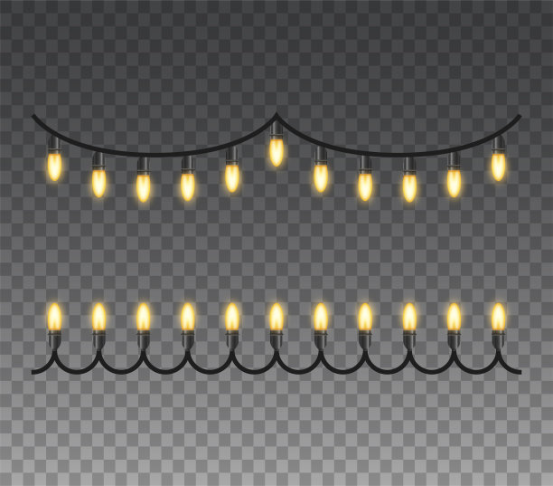 花环灯孤立了现实的设计元素。圣诞贺卡设计的发光灯。图片下载
