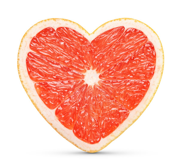 葡萄柚心概念上白图片下载