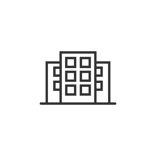 建筑图标在平面风格。城市摩天大楼公寓矢量插图在白色孤立的背景。城市大厦经营理念。图片下载