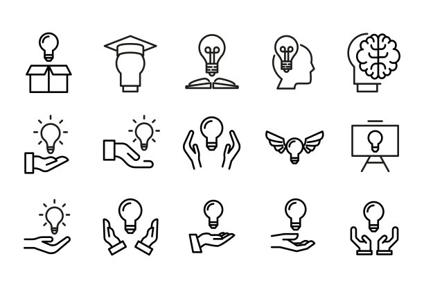 向量线图标集合的想法。图片下载