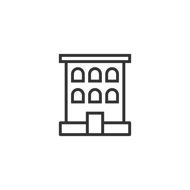 建筑图标在平面风格。城市摩天大楼公寓矢量插图在白色孤立的背景。城市大厦经营理念。图片下载