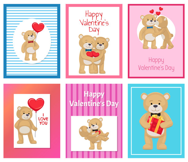 我爱你和我泰迪熊向量图片下载