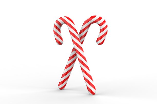 圣诞糖果拐杖孤立的白色背景，3d插图图片下载
