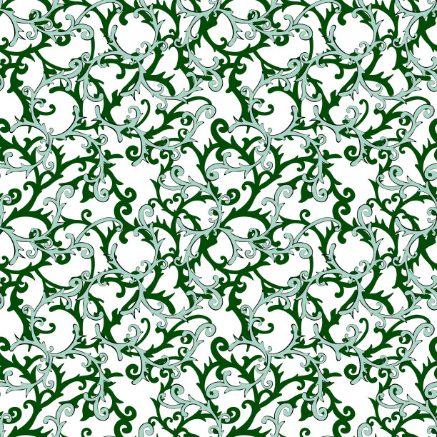 卷曲的叶子。点缀。无缝壁纸。图片下载