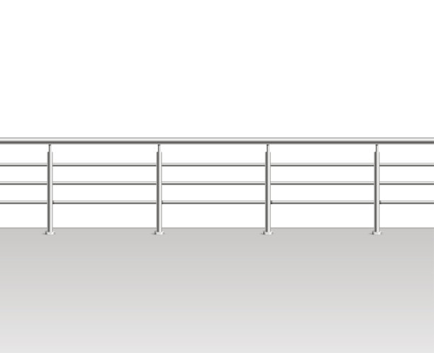 现实详细的3d金属现代阳台或露台。向量图片下载