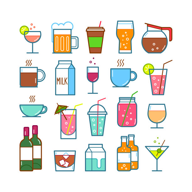 一套饮料和饮料图标图片下载
