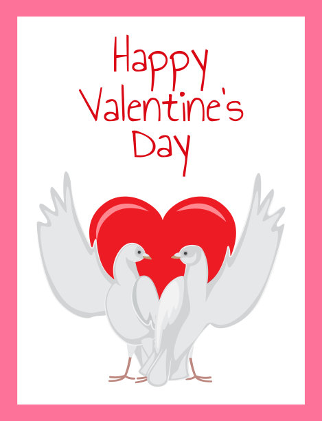 情人节快乐海报两只鸽子展翅飞翔图片下载