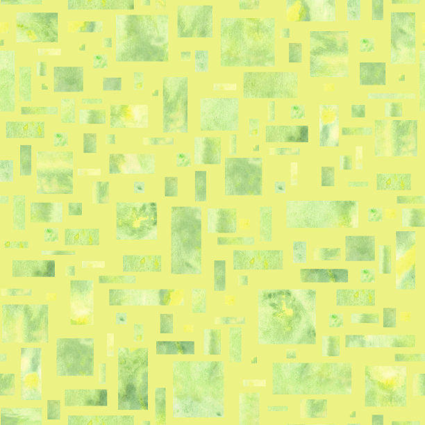 水彩黄绿色矩形和正方形在柠檬的背景。无缝模式。图片下载
