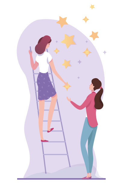 两名年轻女子在墙上挂着星星图片下载