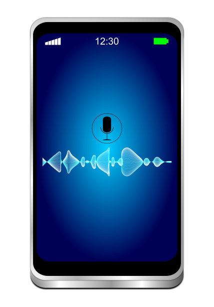 智能手机与声音识别- 3D插图图片下载