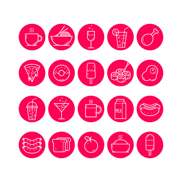 食物和饮料圆形图标图片下载
