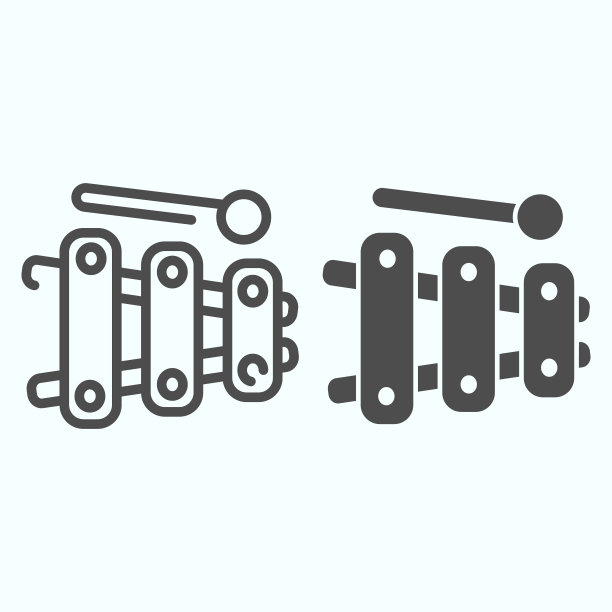 儿童木琴线和字形图标。儿童乐器矢量插图孤立在白色。儿童音乐玩具轮廓风格设计，专为网页和应用设计。Eps 10。图片下载