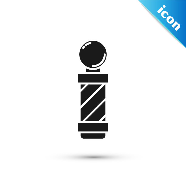 黑色经典理发店杆图标孤立在白色背景。理发店极的象征。矢量图图片下载