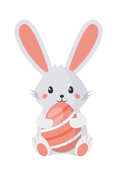 可爱的白色快乐复活节兔子装饰蛋图片下载