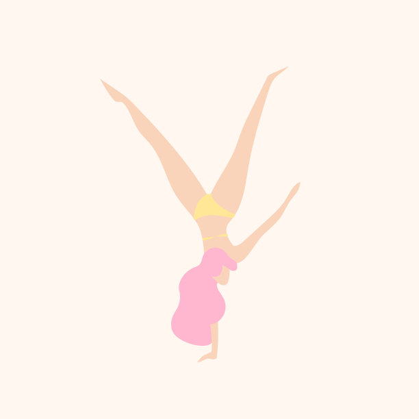 运动女人在泳衣站在手上图片下载