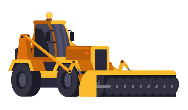 黄雪除雪推土机孤立白色图片下载