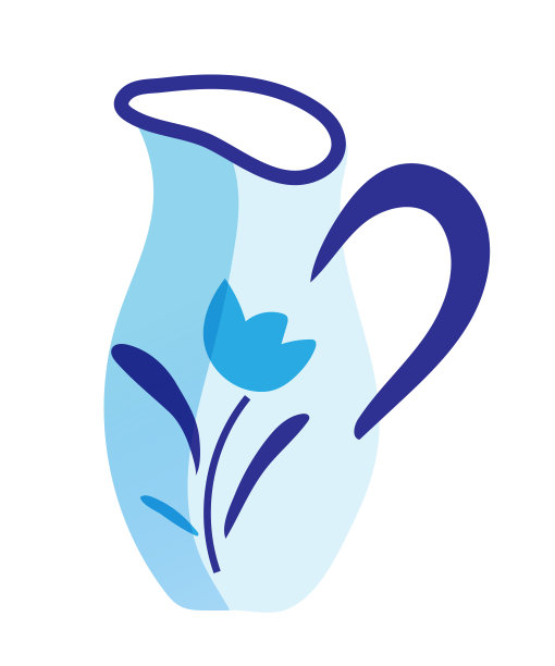 蓝色的壶，带喷嘴和手柄，与白色隔离图片下载