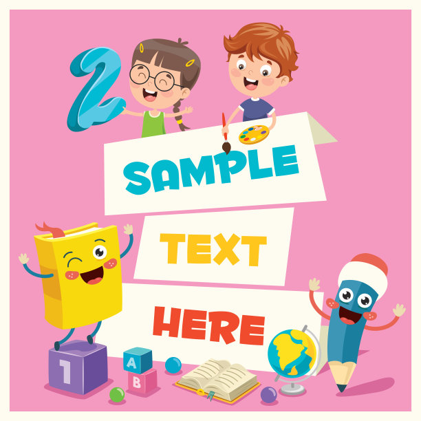 卡通儿童与一个框架与复制空间图片下载