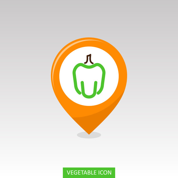 胡椒平针地图图标。蔬菜矢量图片下载