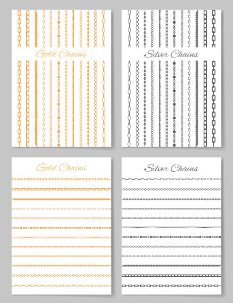金和银链海报矢量插图图片下载