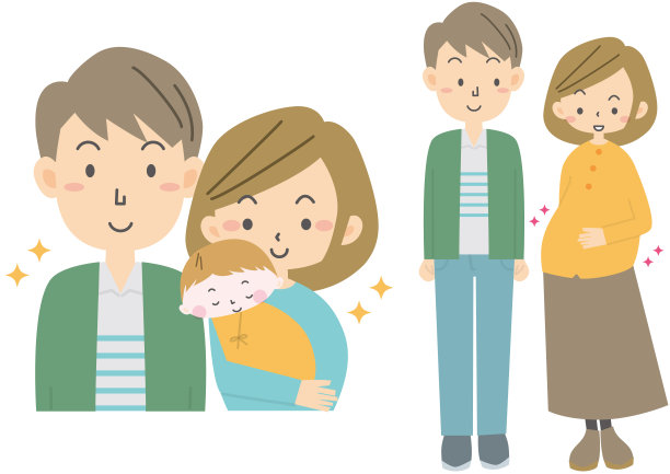 年轻夫妇和新生婴儿素材图片