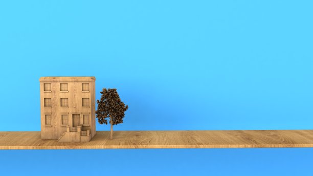 木屋和树图片下载