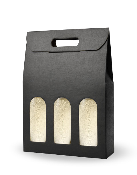 孤立的黑色礼品纸盒与香槟在白色背景图片下载