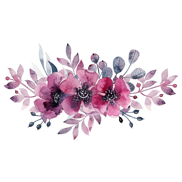 优雅的婚礼请柬，贺卡用天然花卉设计，紫罗兰花组成，美丽的花环。手绘水彩插图，孤立的白色背景图片下载