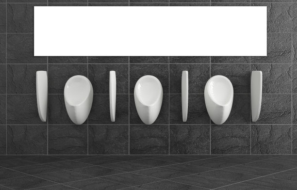 干净的现代浴室，白色马桶和瓷砖图片下载