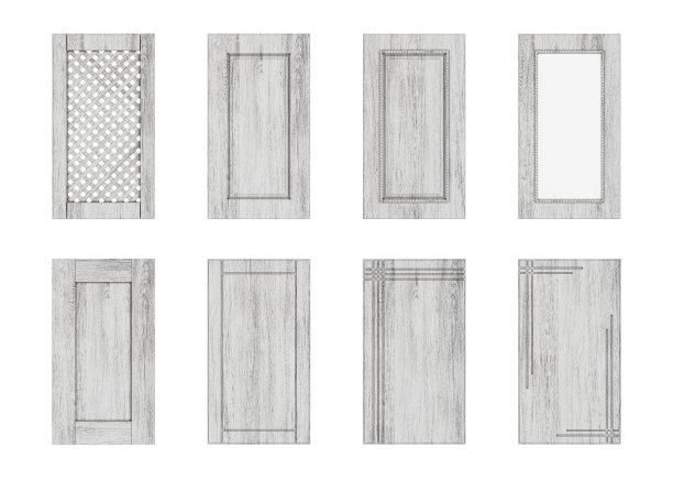 木制家具门孤立在白色背景上。门集合。3 d渲染。图片下载