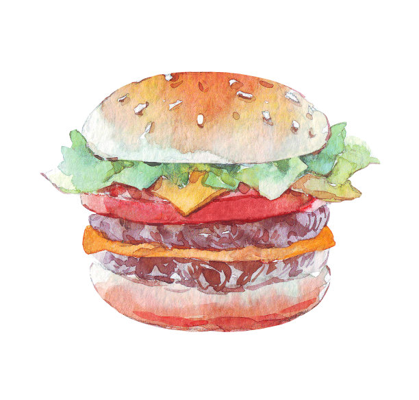 汉堡艺术孤立在白色上图片下载