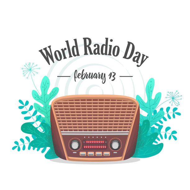 旗帜国际平日无线电孤立。自然界中的棕色无线电接收器。图片下载