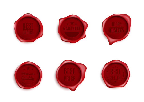 优质的红蜡封印一套逼真的矢量插图孤立。图片下载