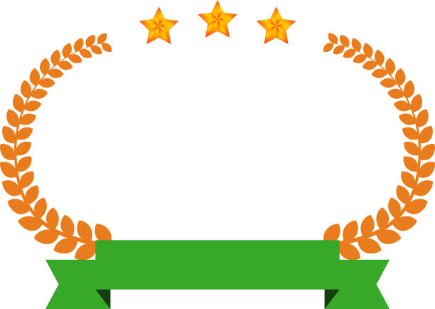 宽圆形框架铜三星月桂和丝带图片下载