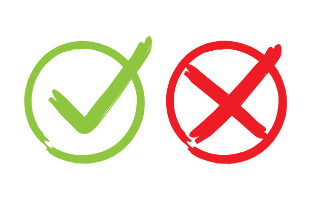 检查标记图标绿色和红色。“是”或“否”。矢量图图片下载