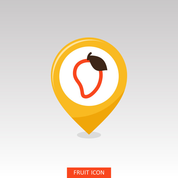 芒果针地图图标。芒果热带水果标志图片下载